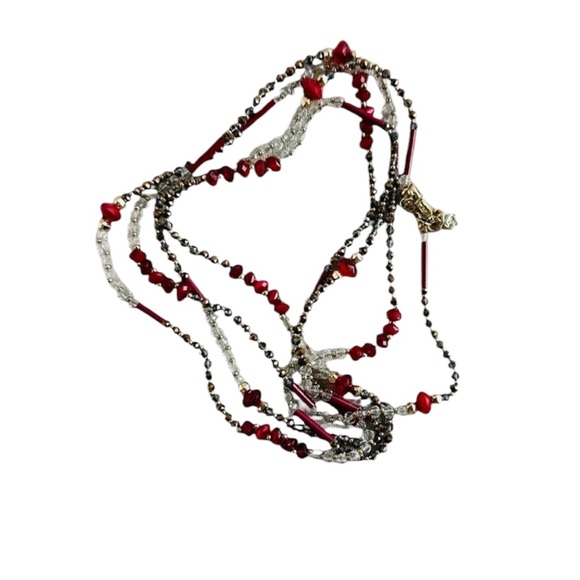 Loft, by Ann Taylor Long red Beaded Necklace - Picture 1 of 5
